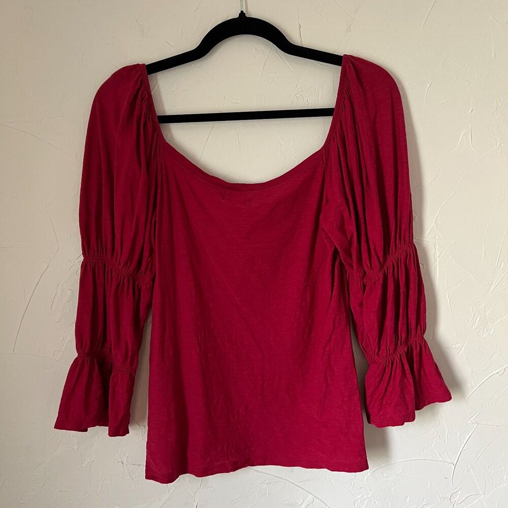 Nation LTD Hillary Romance‎ Tee Magenta Pima Cotton Puff Sleeve Top Size M - Picture 5 of 8